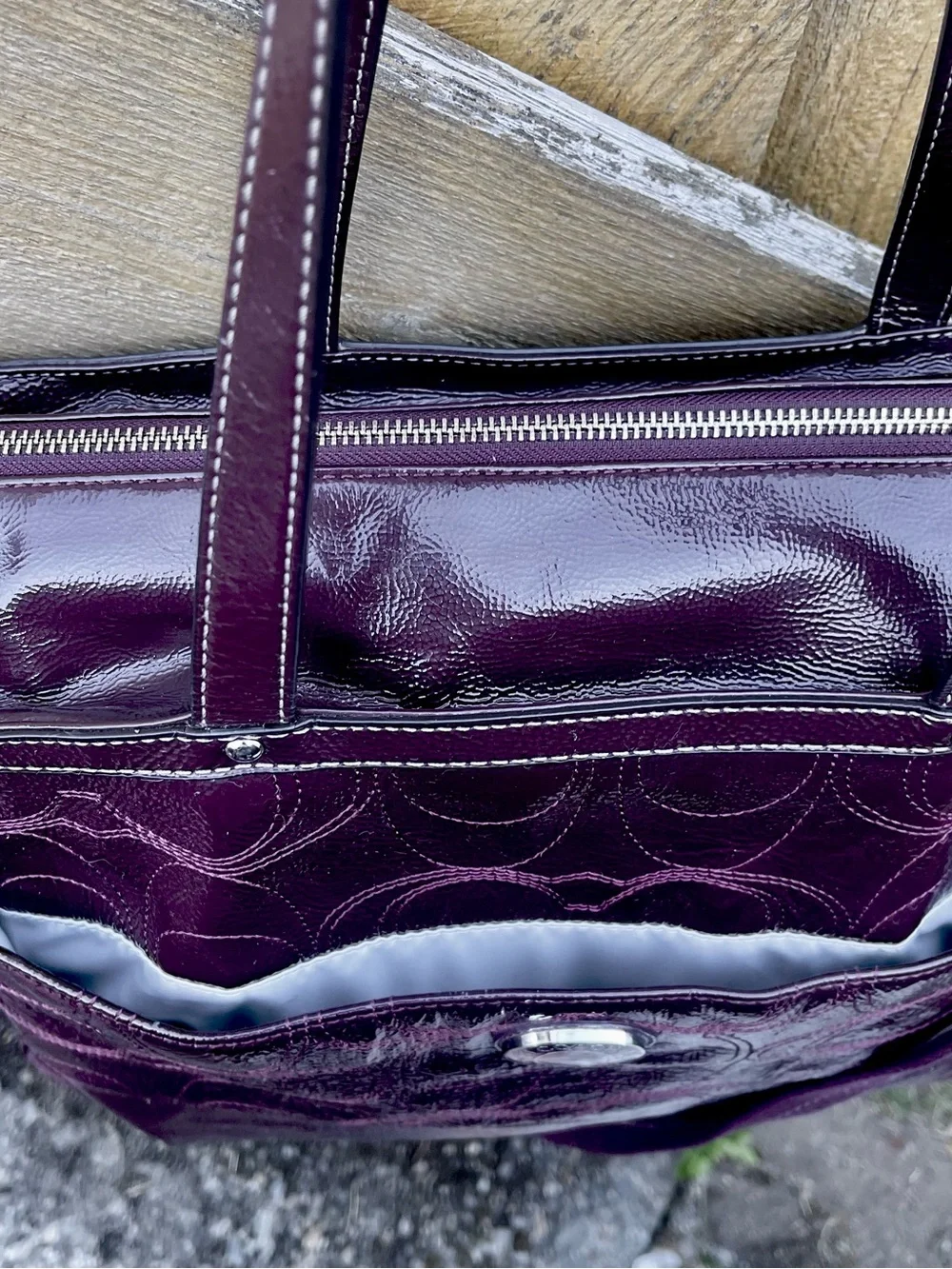 Coach F19256 XL multi function tote/diaper bag Plum